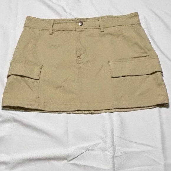 Anthropologie Lea & Viola Khaki Mini Skirt-M - Picture 4 of 6